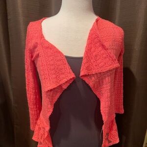 KIDDO by KATIE coral knit shrug size 12, runs small #7857